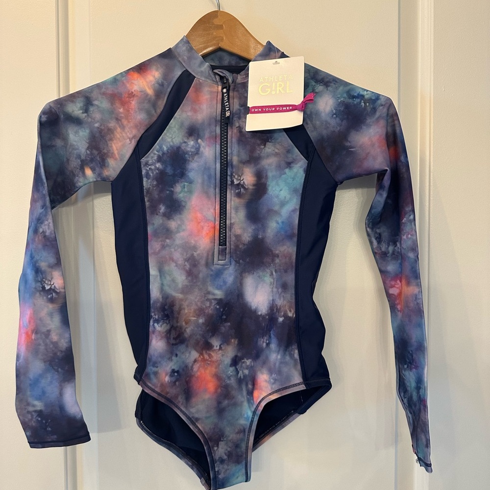 Girls' Tie-Dye Long Sleeve Swimsuit